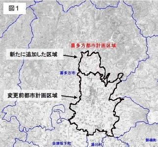 新たに都市計画区域に追加した区域（図1）