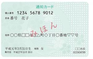通知カード見本