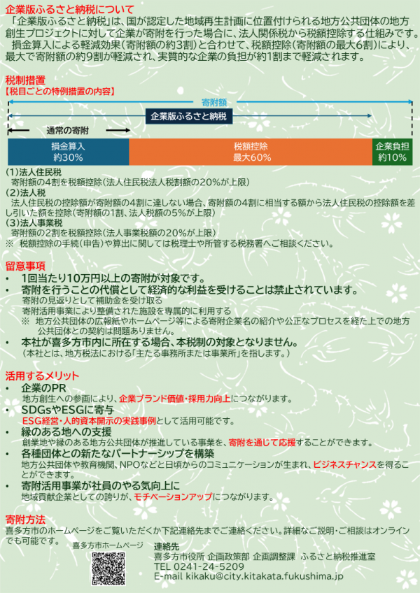 企業版ふるさと納税チラシ裏