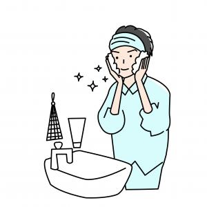 洗顔する男性