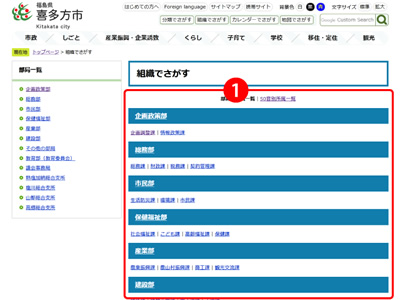 組織一覧ページ